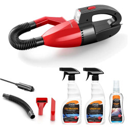 KIT Limpeza Automotiva com Aspirador 12v + Cera Finalizadora + Lavagem À Seco + Cristalizador de Vidros - MULTILASER