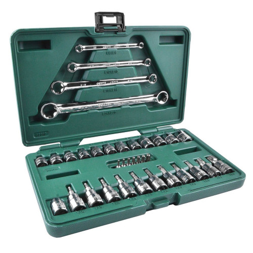 Jogo de Soquetes e Chaves E-Torx 3/8 e 1/4" 35 Peças - SATA-ST09010SJ Jogo de Soquetes e Chaves E-Torx 3/8 e 1/4" 35 Peças - SATA-ST09010SJ