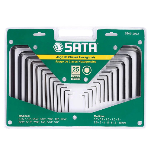 Jogo de Chaves Allen Longas e Curtas 25 Peças SATA - ST09120SJ Jogo de Chaves Allen Longas e Curtas 25 Peças SATA - ST09120SJ