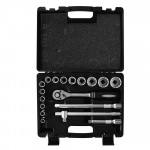 Jogo Soquetes 18peças Encaixe 1/2" Estriado - 135779 Stels Jogo Soquetes 18peças Encaixe 1/2" Estriado - 135779 Stels