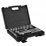 Jogo Soquetes 18peças Encaixe 1/2" Estriado - 135779 Stels Jogo Soquetes 18peças Encaixe 1/2" Estriado - 135779 Stels