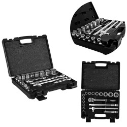 Jogo Soquetes 18peças Encaixe 1/2" Estriado - 135779 Stels