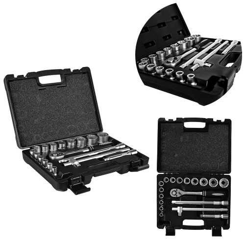 Jogo Soquetes 18peças Encaixe 1/2" Estriado - 135779 Stels Jogo Soquetes 18peças Encaixe 1/2" Estriado - 135779 Stels