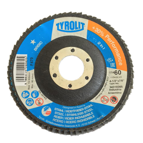 Disco Enduro Flex TYROLIT - 4.1/2" X 7/8" 60GR Disco Enduro Flex TYROLIT - 4.1/2" X 7/8" 60GR